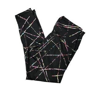 Zyia leggings metallic rainbow abstract print size 8-10